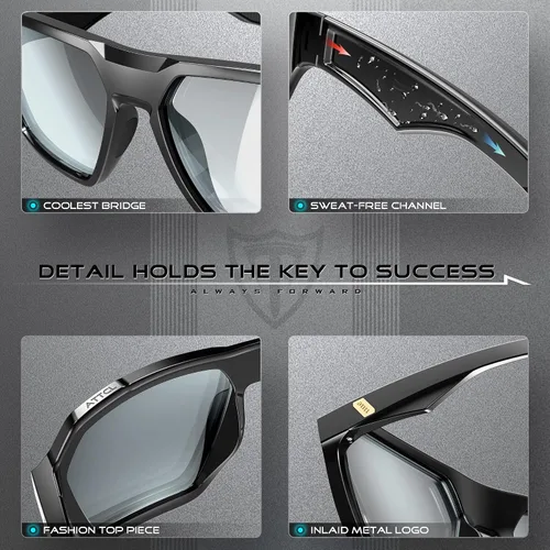 Vista 5 de ATTCL Gafas de sol polarizadas para hombre, gafas deportivas casuales con protección UV, marco hexagonal TR90