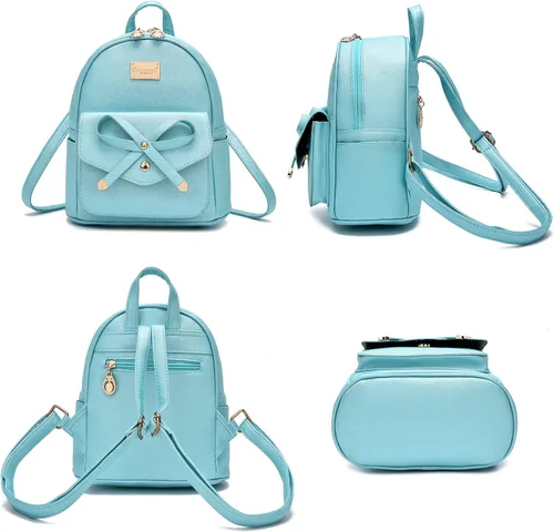 Vista 2 de Bonita mochila de piel con lazo para mujer