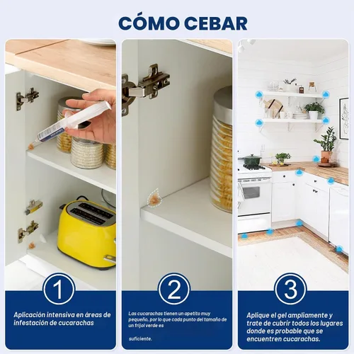 Vista 6 de Cebo de gel para cucarachas, control de insectos para interiores, listo para usar, mata cucarachas - 4 tubos x 30 gms