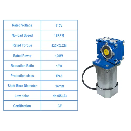 Vista 5 de 120W 110V 50/60HZ Motor Reductor de Engranaje de Tornillo de CA de Baja RPM 18rpm de Alto Par con Controlador de Velocidad CW CCW. Relación