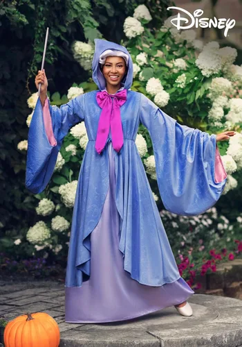 Vista 2 de Cinderella Adult Premium Purple Fairy Godmother Costume Womens, Magical Dress Halloween Outfit