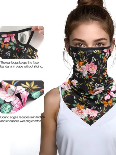 Vista 3 de FISHEAL Máscara facial con protección solar UV, transpirable, cubierta facial de jardinería, polaina para el cuello con bucles para las orejas