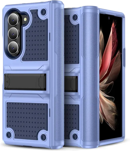 Vista 10 de Jeylly Funda para Samsung Z Flip 3, Z Flip 4, de grado militar, a prueba de golpes, con soporte estable, protección de bisagra, cubierta resistente