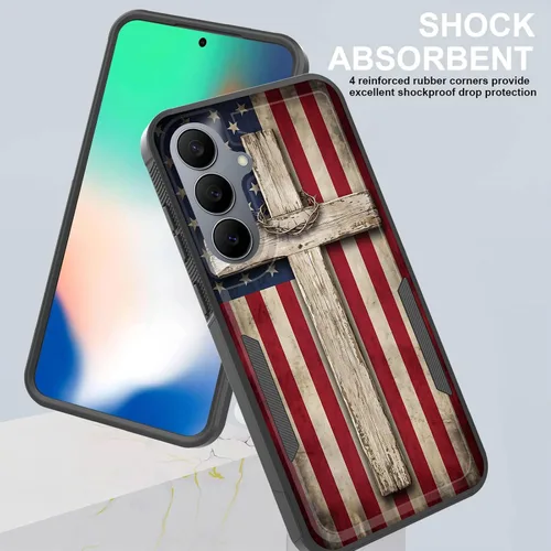 Vista 4 de Funda para Galaxy S26 FE, doble capa, protección contra caídas de grado militar de 10 pies, antideslizante, resistente a prueba de golpes, para Cruz
