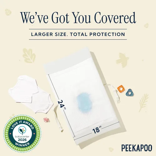 Vista 2 de Peekapoo - Los cambiadores originales desechables para bebé – 50 unidades Super suaves, impermeables, ultraabsorbentes Portátiles, aptos