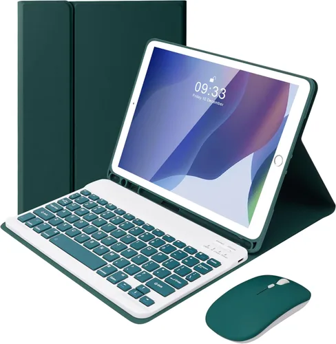 Vista 13 de SOPPY Funda con teclado Bluetooth con mouse para iPad de 6ª/5ª generación, iPad Pro de 9.7 pulgadas, Air 1/2, teclado inalámbrico desmontable