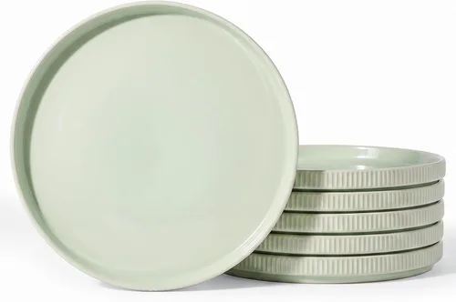 Vista 37 de famiware Star Platos de Ensalada para 6, Juego de Platos de 8 Pulgadas, Vajilla de Gres, Platos Pequeños para Postre, Ensalada, Aperitivo, Blanco