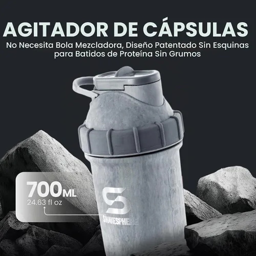 Vista 2 de SHAKESPHERE Botella agitadora de acero inoxidable - Botella agitadora de proteína aislada de 24 oz para bebidas frías y calientes - Ideal