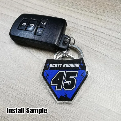 Vista 2 de MC MOTOPARTS Llavero de acrílico personalizado con número de carreras