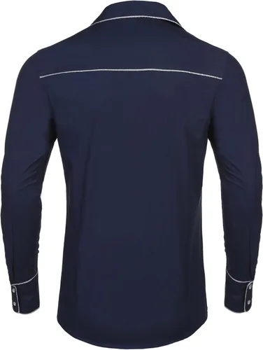 Vista 4 de Daupanzees Camisas bordadas de manga larga para hombre, ajuste delgado, casual, con botones