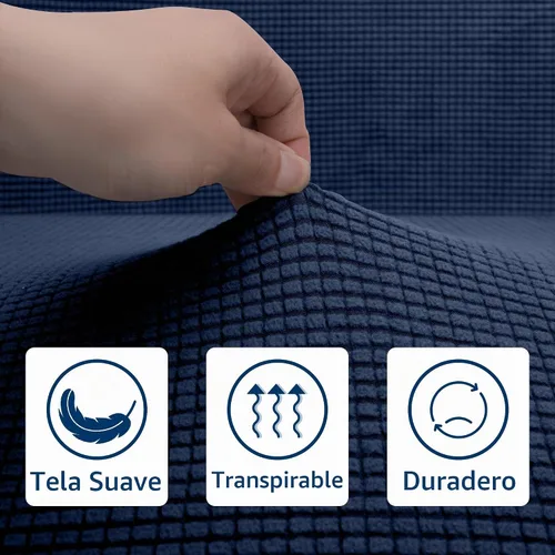Vista 5 de Cojines de comedor para caravana, fundas elásticas para asiento de sofá Azul
