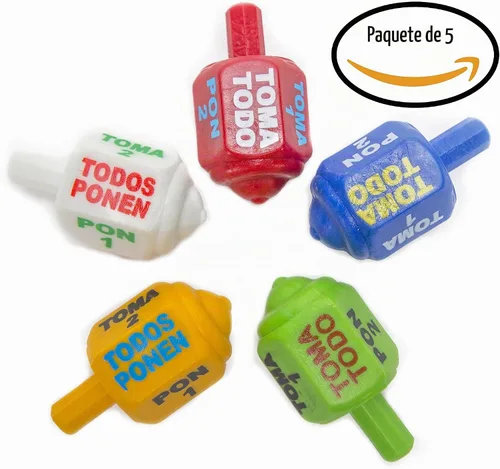 Vista 9 de Classic Mexican Pirinola Toma Todo - Pieza de plástico sólido 5 colores Pack/Pirinola de Plastico Solida (paquete de 5)