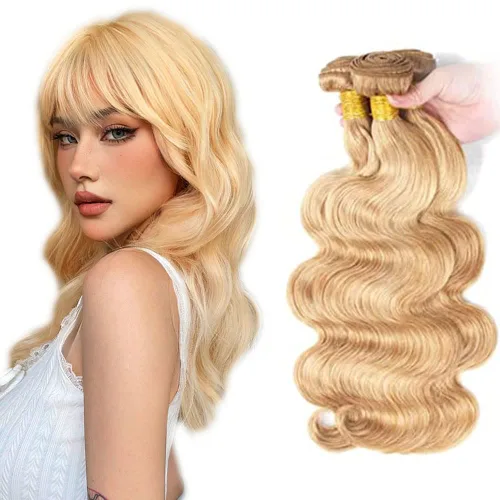 Vista 43 de 300g 1B27 Human Hair Bundles Honey Blonde Bundles Human Hair 10A Brazilian Virgin Remy Hair Extensions 8 10 12 Inch