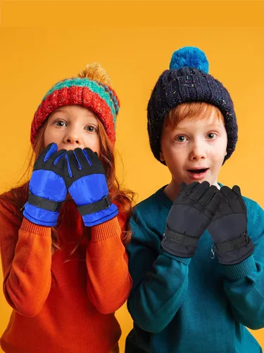Vista 2 de SATINIOR 2 pares de guantes de nieve gruesos para niños, guantes de esquí para niños pequeños, guantes de invierno cálidos e impermeables para niños