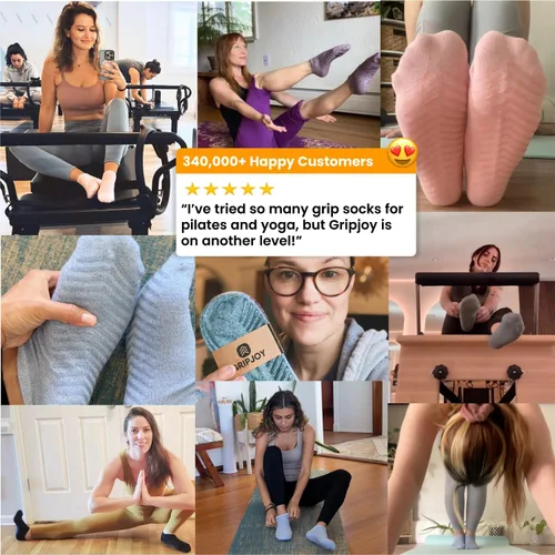 Vista 5 de Gripjoy Calcetines de agarre para mujeres y hombres - Calcetines antideslizantes - Calcetines de yoga con pinzas - Calcetines de hospital
