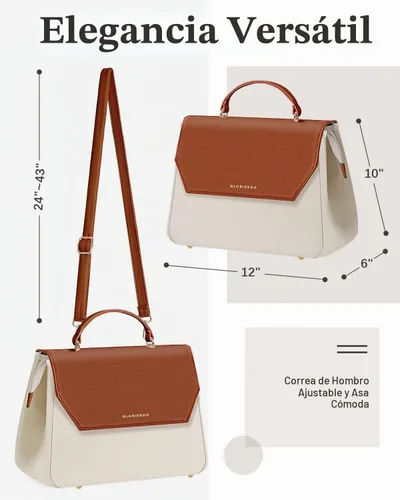 Vista 3 de GLORIEROO Lonchera para niñas y mujeres, Beige, Estándar
