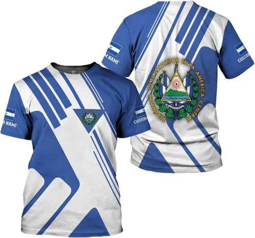 Vista 24 de Camisa personalizada de El Salvador Camiseta personalizada con la bandera de El Salvador para hombres, mujeres, regalo del orgullo salvadoreño de El