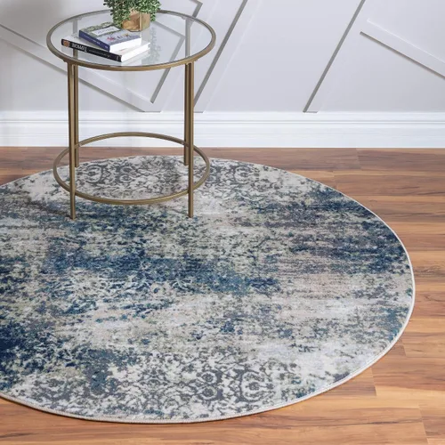 Vista 18 de Unique Loom Mystic Collection - Alfombra Sena (2 pies x 6 pies, color azul marino/beige)