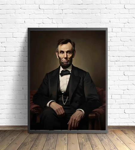 Vista 3 de Abraham Lincoln - Póster impreso artístico, retrato presidencial oficial, decoración de pared, colección de galería de arte del presidente, pintura