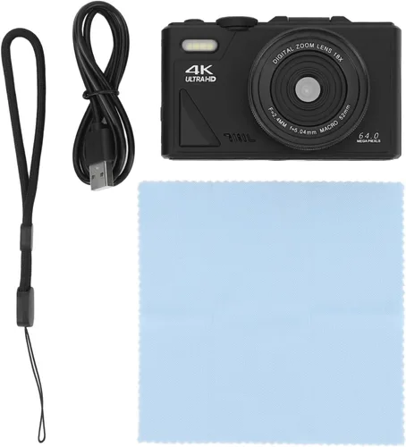 Vista 9 de Cámara digital, cámara de vlogging 4K UHD de 64 MP con pantalla abatible de 3 pulgadas, zoom digital 18X, antivibración, enfoque automático, función