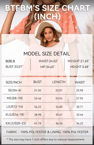 Vista 6 de BTFBM - Vestido casual de manga corta con cuello en V para mujer, con lunares suizos, dobladillo con volantes, vestidos cortos de playa