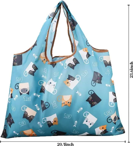 Vista 5 de Gophra - Bolsa de comestibles reutilizable, paquete de 2 unidades, grande, lavable, plegable, respetuosa con el medio ambiente, de nailon