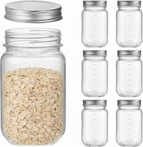 Vista 8 de Novelinks - Tarros de plástico transparente de 16 onzas con tapas y tapas de plástico 12 Pack, Black, 16 oz Plastic Containers with Lids, Storage