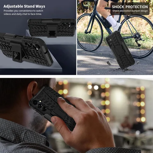 Vista 7 de para Samsung Galaxy A15 5G Funda con protector de pantalla de 2 paquetes, grado militar a prueba de golpes, cubierta acolchada resistente con Negro