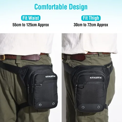 Vista 5 de HUANLANG Bolsa de pierna caída para hombres y mujeres, bolsa de muslo para motocicleta con arnés de pierna extraíble para actividades al aire libre