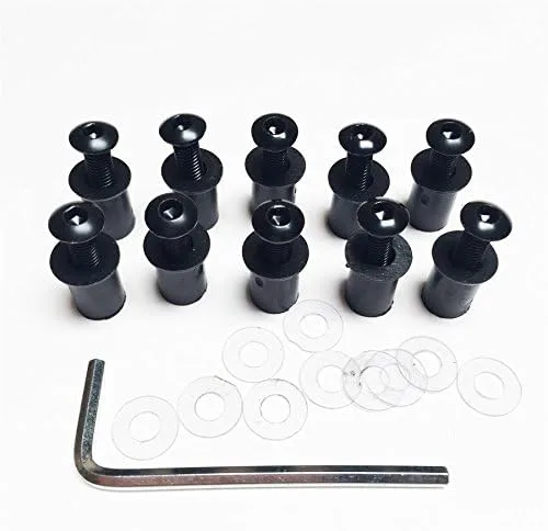Vista 2 de XKMT-Kit de tornillos redondos negros para parabrisas compatible con CBR 600rr 1000rr Suzuk GSXR 600 750 1000 R1 R6 R6s Kawasak ZX6R ZX9R ZX10R