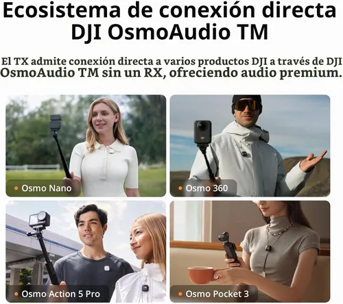 Vista 5 de DJI Mic Mini Transmisor (Negro Infinito), Ultraligero, Micrófono Lavalier Inalámbrico para DJI Action 5 Pro/Osmo Pocket 3, Cancelación de Ruido