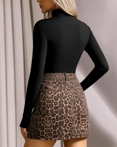 Vista 3 de Body MANGOPOP para mujer, con cuello alto falso de estilo tortuga, con manga larga