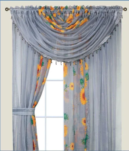 Vista 5 de YHSF Cortinas Transparentes Colección Laura – Juego de 4 paneles, 84 pulgadas de largo – Cortinas elegantes para dormitorio y más – Cenefas