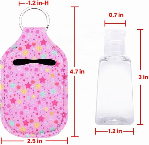 Vista 3 de Duufin Juego de 60 botellas vacías para desinfectante de manos, Colores Variados Including 30 Pcs Vibrant Hand Sanitizer Keychain Holder and 30