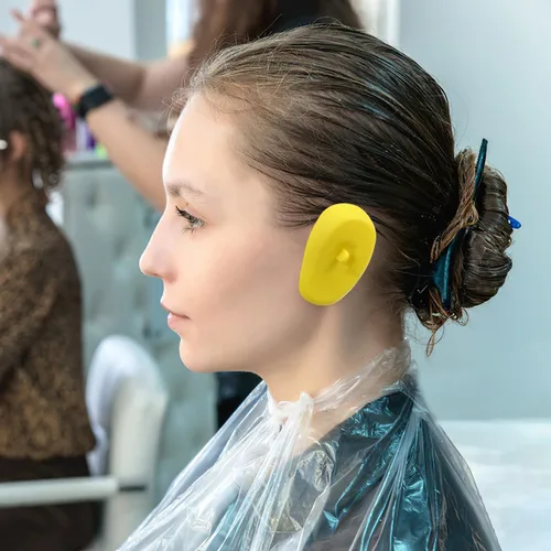 Vista 9 de FOMIYES 4 pares de fundas impermeables de silicona para los oídos, protectores de oídos resistentes al calor para tintes para el cabello