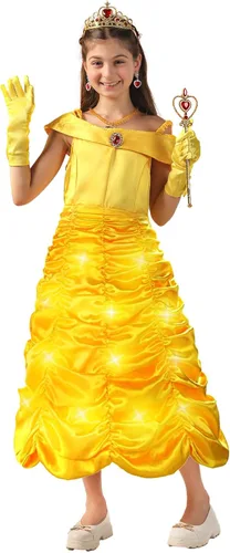 Vista 3 de Sumickx Vestido de princesa para niñas, disfraz de Halloween, cosplay, Navidad, fiesta de cumpleaños