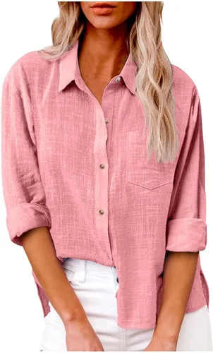 Vista 15 de SMIDOW Camisa de algodón y lino con botones para mujer