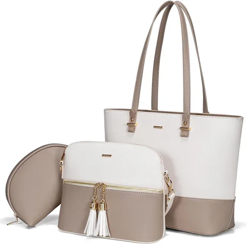 Vista 18 de LOVEVOOK Bolsos de mano para mujeres, bolsos de hombro, bolso tote, bolso satchel, bolso hobo, conjunto de bolso de 3 piezas