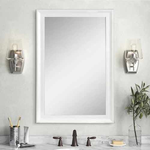 Vista 29 de CULER Espejo de pared de madera blanca para baño, espejos colgantes rectangulares de 20 x 16 pulgadas con marco de madera para sala de estar Blanco
