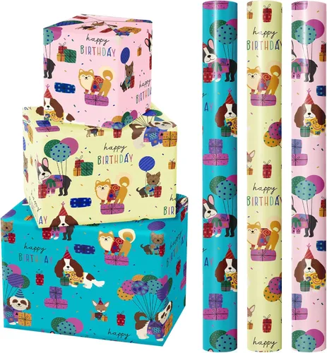 Vista 8 de WRAPAHOLIC Papel de regalo de oso para baby shower, mini rollo, 3 rollos, 17 x 120 pulgadas, diseño de oso de aventura en avión y fiesta para baby