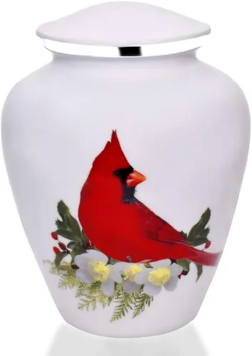 Vista 4 de BOLD & DIVINE Urna para adultos, urna de cremación de pájaro cardenal rojo Urna conmemorativa para adultos, entierro, urnas de cremación fúnebre