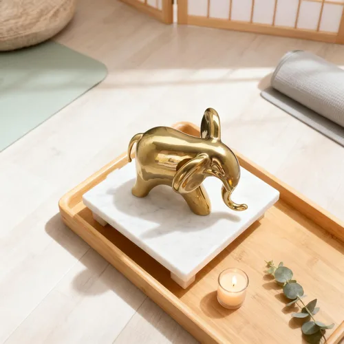 Vista 6 de Figura de elefante, estatua de elefante de cerámica con acabado de espejo metálico, decoración moderna de estante y mesa, regalo de inauguración