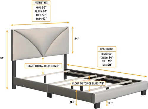 Vista 2 de Boyd Sleep Cornerstone - Base de cama de plataforma plateada con cabecera tapizada de tela, tamaño individual, requiere somier calificado o base