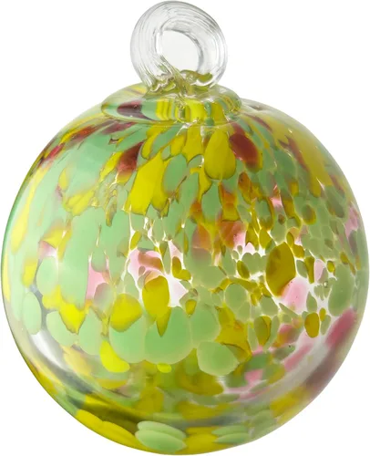Vista 17 de Dale Tiffany Vidrio soplado a mano, 3 pulgadas de diámetro, color aguamarina, Colección Árbol de la Vida, Globo de Bruja Colgante para Jardín