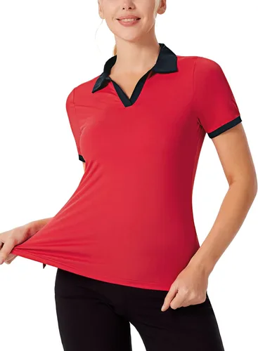 Vista 2 de JACK SMITH Camisas de golf para mujer, UPF 50+, ligeras, de secado rápido, camiseta polo de manga corta para tenis, para exteriores, tallas S-XXL