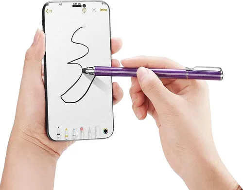 Vista 2 de Lápiz capacitivo morado con punta de fibra de aluminio ligero compatible con Motorola Moto G Power (2022) - Moto G Pure - Moto G Stylus - Moto G