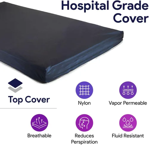Vista 4 de ProHeal 36" x 80" x 6" x 3" Rails Transpirable Gel Infusión Nylon Cama Colchón - Azul