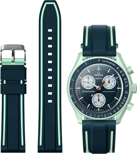 Vista 16 de Correas para reloj Moonswatch, correa de silicona suave compatible con reloj Omega x Swatch MoonSwatch Speedmaster de 0.78 pulgadas, correa