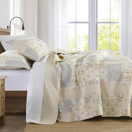 Vista 3 de SahSahCasa Juego de colcha cubrecama edredón de 120"x102" 100% algodón de gran tamaño Queen, colcha acolchada Queen extra grande, cubrecama XL