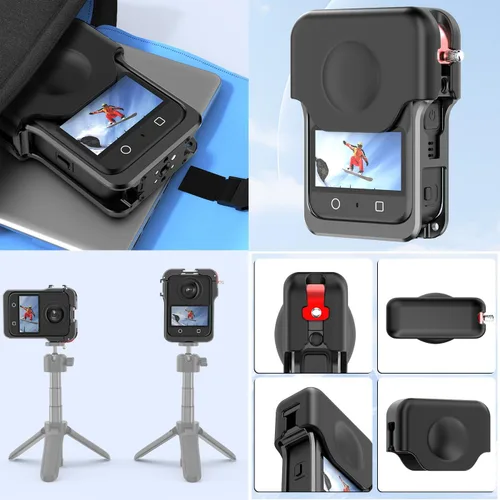 Vista 4 de OSMO 360 - Funda de aluminio de liberación rápida con marco de metal con tapa de lente de silicona Protector de pantalla para DJI OSMO 360 Kit